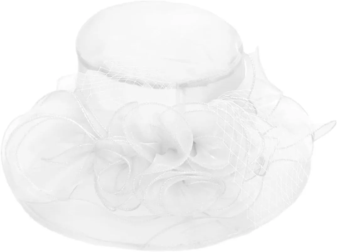 Women's Kentucky Derby Church Dress Hat Wide Brim Leaf Flower Bridal Shower Hat