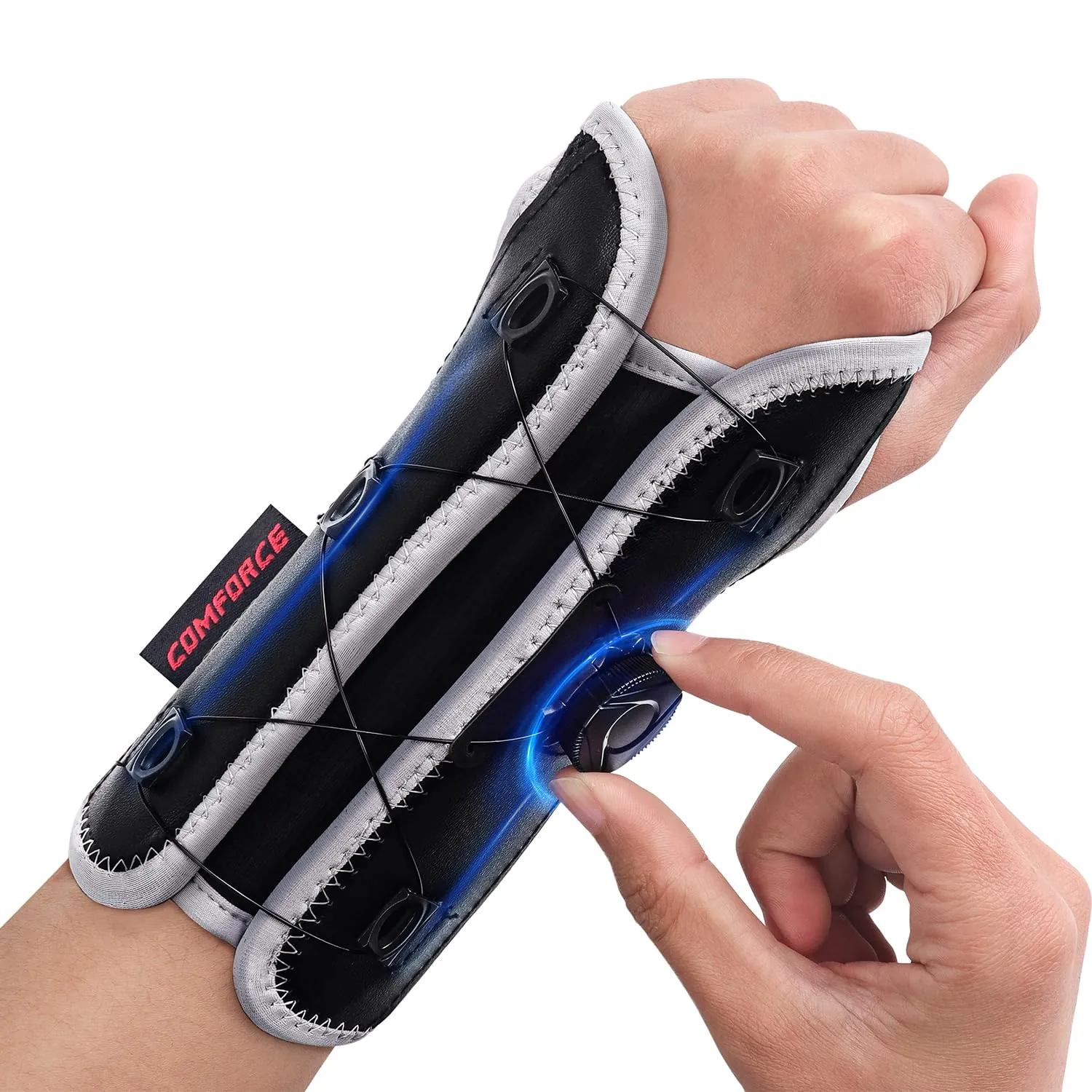 Wrist Brace for Carpal Tunnel, Adjustable Knob Wrist Support Stabilizer Hand Brace Night Support for Arthritis Tendonitis Sprains Wrist Pain, Fits Left & Right Hand Men and Women (5.5-9.5 inches)
